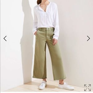 LOFT cropped frayed wide leg pants, new